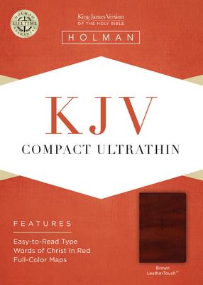 KJV Compact Ultrathin Bible, Brown LeatherTouch By Holman Bible Publishers (Editor) Cover Image