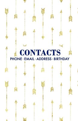 Contacts: Gold Arrows Address Book with A-Z Tabs with Birthday Calendar, Cute Address Book with Tabs Medium Size By Mpp Notebooks Cover Image