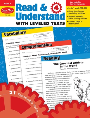 Read and Understand with Leveled Texts, Grade 4 Teacher Resource (Read & Understand with Leveled Texts) By Evan-Moor Corporation Cover Image