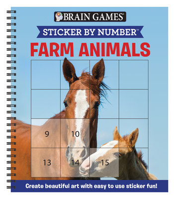 Brain Games - Sticker by Number: Farm Animals (Easy - Square Stickers): Create Beautiful Art with Easy to Use Sticker Fun! Cover Image