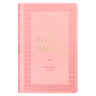 KJV Holy Bible, Giant Print Standard Size Faux Leather Red Letter Edition - Ribbon Marker, King James Version, Pink Cover Image