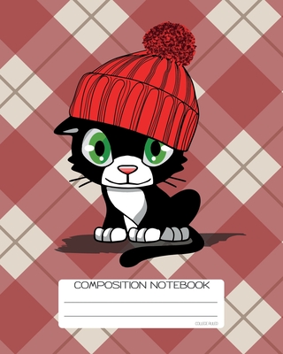 Composition Notebook: College Ruled - Black Kitten on Plaid - Back to School Composition Book for Teachers, Students, Kids and Teens - 120 P