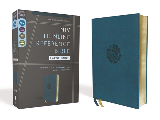 Niv, Thinline Reference Bible (Deep Study at a Portable Size), Large Print, Leathersoft, Teal, Red Letter, Comfort Print Cover Image