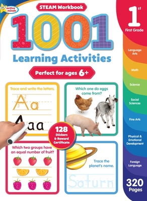 Active Minds 1001 First Grade Learning Activities: A Steam Workbook Cover Image
