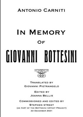 In Memory Of Giovanni Bottesini By Antonio Carniti, Stephen Street (Editor), Giovanni Pietrangelo (Translator) Cover Image
