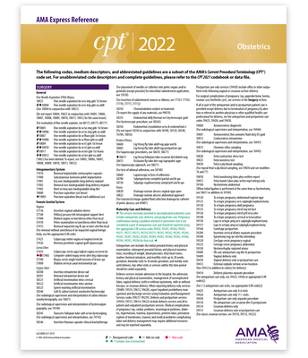 CPT Express Reference Coding Card 2022: Obstetrics By American Medical Association Cover Image