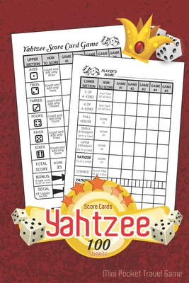 Yahtzee Score Cards Mini Pocket Travel Game 100 Sheets: Dice Game, Amazing Game recorder yardzee score keeper book - Score Record Sheets Size 6" x 9"