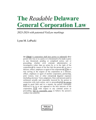 The Readable Delaware General Corporation Law: 2023-2024 with Visilaw Markings Cover Image