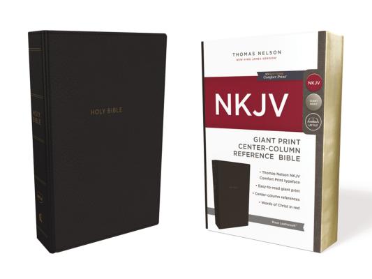 NKJV, Reference Bible, Center-Column Giant Print, Imitation Leather, Black, Red Letter Edition, Comfort Print Cover Image