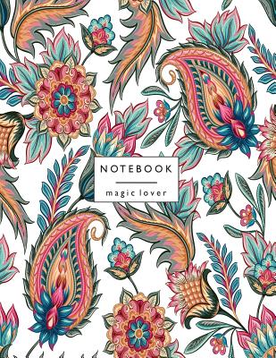 Notebook magic lover: Flower on white and Dot Graph Line Sketch pages, Extra large (8.5 x 11) inches, 110 pages, White paper, Sketch, Draw a
