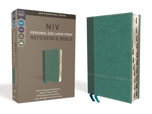 NIV, Personal Size Reference Bible, Large Print, Imitation Leather, Blue, Indexed, Red Letter Edition, Comfort Print By Zondervan Cover Image