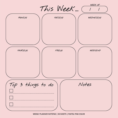 Weekly Planner Notepad: Pastel Pink Color, To Do List, Daily Agenda, Organizer, Desk Pad, 50 Sheets By Get List Done Cover Image