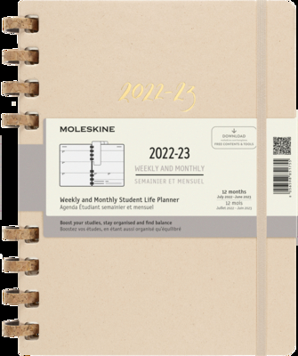 Moleskine 2022-2023 Spiral Academic Planner, 12M, Extra Large, Remake Sand, Hard Cover (7.5 x 10) By Moleskine Cover Image