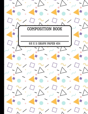 Composition Book Graph Paper 4x4: Trendy 80s Geometric Back to School Quad Writing Notebook for Students and Teachers in 8.5 x 11 Inches Cover Image