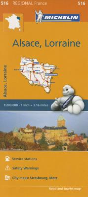 Michelin Regional Maps: France: Alsace, Lorraine Map 516 By Michelin Cover Image