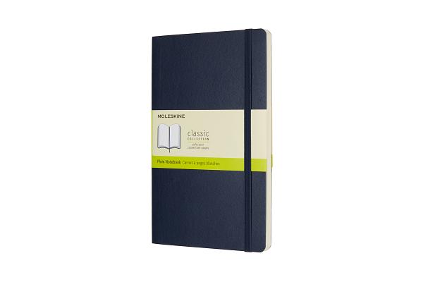 Moleskine Classic Notebook, Large, Plain, Sapphire Blue, Soft Cover (5 x 8.25) Cover Image