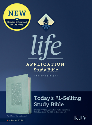 KJV Life Application Study Bible, Third Edition (Leatherlike, Floral Frame Teal, Red Letter) Cover Image