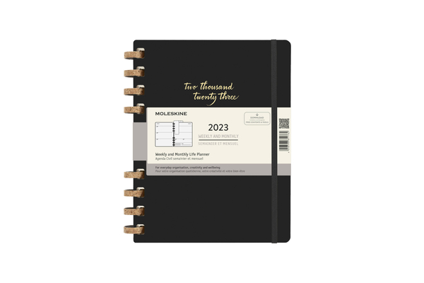 Moleskine 2023 Spiral Planner, 12M, Extra Large, Remake Midnight, Hard Cover (7.5 x 10) By Moleskine Cover Image