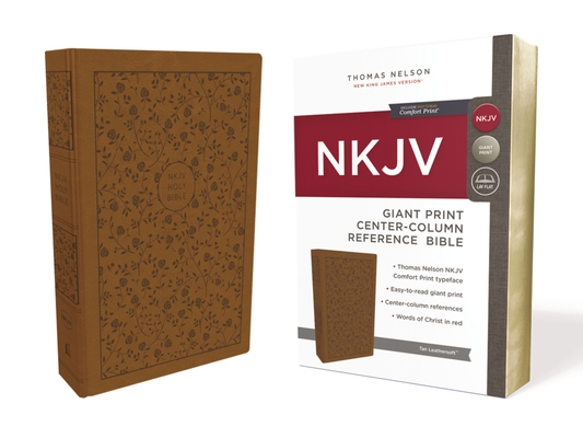 NKJV, Reference Bible, Center-Column Giant Print, Imitation Leather, Tan, Red Letter Edition, Comfort Print Cover Image