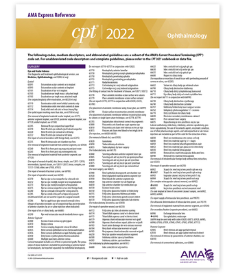 CPT Express Reference Coding Card 2022: Ophthalmology By American Medical Association Cover Image