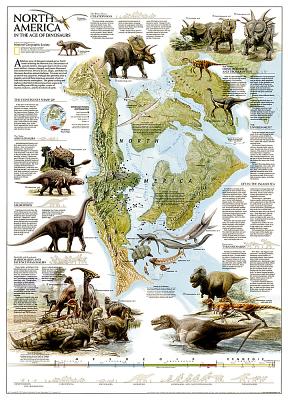 National Geographic Dinosaurs of North America Wall Map (22.25 X 30.5 In) (National Geographic Reference Map) Cover Image