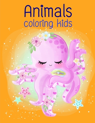 Animals coloring kids: Christmas Book, Easy and Funny Animal Images Cover Image