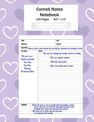 Cornell Notes Notebook: Note Taking System, For Students, Writers, Meetings, Lectures Large Size 8.5 x 11 (21.59 x 27.94 cm), Durable Matte Pu Cover Image