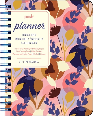 Posh: Planner Undated Monthly/Weekly Calendar: Pink Silhouette Floral Cover Image