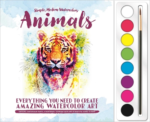 Animals: Watercolor Paint Set: Set Includes 8 Watercolor Paints and Paintbrush plus 25 Beautiful Scenes to Paint Cover Image