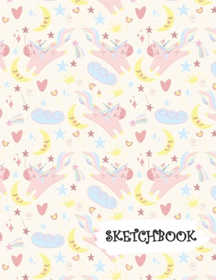 Sketchbook: Pink Unicorn Jumping Over Cloud Fun Framed Drawing Paper Notebook By Sparks Sketches Cover Image
