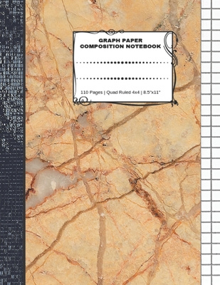 Graph Paper Composition Notebook: 110 Pages - Quad Ruled 4x4 - 8.5" x 11" Marble Large Notebook with Grid Paper - Math Notebook For Students