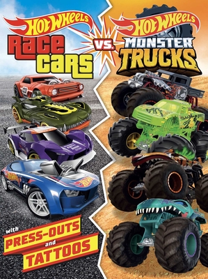 Hot Wheels: Race Cars vs. Monster Trucks: 100% Officially Licensed by Mattel, Activities, Tattoos, & Press-Out Cards for Kids Ages 4 to 8 By Mattel Cover Image