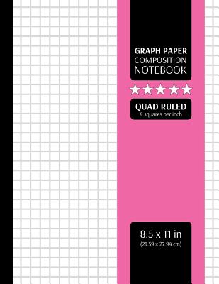 Graph Paper Composition Notebook: Grid Graphing Paper, 4x4 Quad Ruled, 4 Squares/Inch (Large, 8.5x11 in.) Cover Image