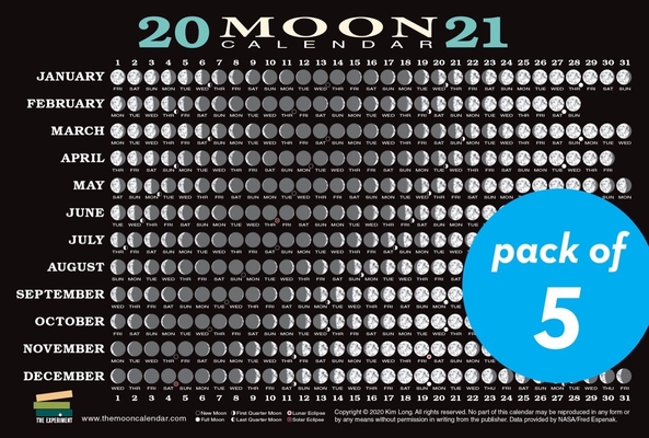 2021 Moon Calendar Card (5 pack): Lunar Phases, Eclipses, and More!