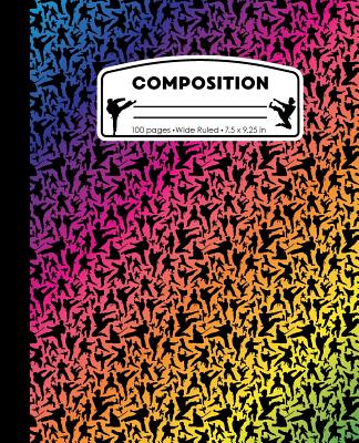 Composition: Karate Rainbow Marble Composition Notebook. Wide Ruled 7.5 x 9.25 in, 100 pages Martial Arts book for boys or girls, k Cover Image