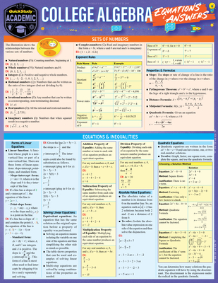 College Algebra Equations & Answers: A Quickstudy Laminated Reference Guide Cover Image