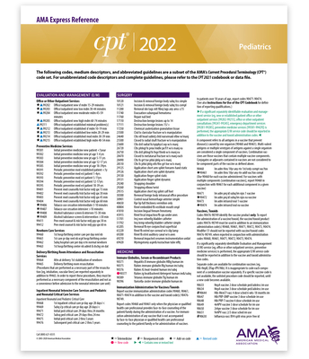 CPT Express Reference Coding Card 2022: Pediatrics Cover Image