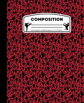 Composition: Karate Red Marble Composition Notebook. Wide Ruled 7.5 x 9.25 in, 100 pages Martial Arts book for boys or girls, kids, Cover Image
