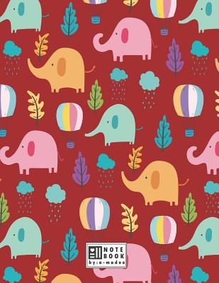 Notebook: Cute elephant on red cover and Dot Graph Line Sketch pages, Extra large (8.5 x 11) inches, 110 pages, White paper, Ske Cover Image