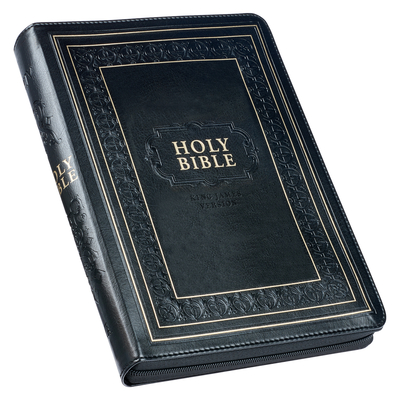 KJV Holy Bible, Giant Print Full-Size Faux Leather W/Thumb Index & Ribbon Marker, Red Letter Edition, King James Version, Black, Zipper Closure By Christian Art Gifts (Created by) Cover Image