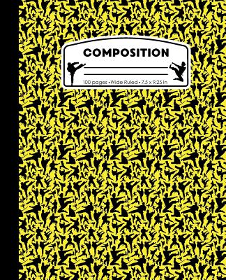 Composition: Karate Yellow Marble Composition Notebook. Wide Ruled 7.5 x 9.25 in, 100 pages Martial Arts book for boys or girls, ki Cover Image