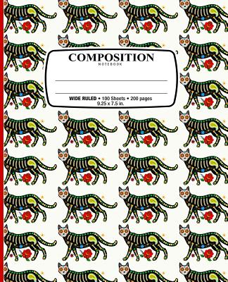 Composition Notebook: Day of Dead Cat Notebook for School Office Home Student Teacher Use Wide Ruled - 100 Sheets - 200 Pages - 9 1/4 X 7 1/ Cover Image