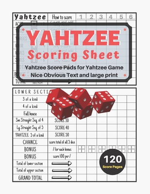 yahtzee scoring sheet v 22 yahtzee score pads for yahtzee game nice obvious text and large print yahtzee score card 8 5 11 inch large print paperback the open door bookstore