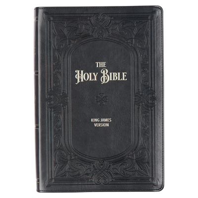 KJV Holy Bible, Giant Print Full-Size Faux Leather Red Letter Edition - Thumb Index & Ribbon Marker, King James Version, Midnight Blue Cover Image