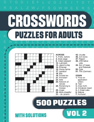 Crosswords Puzzles for Adults: Crossword Book with 500 Puzzles for Adults. Seniors and all Puzzle Book Fans - Vol 2 By Visupuzzle Books Cover Image