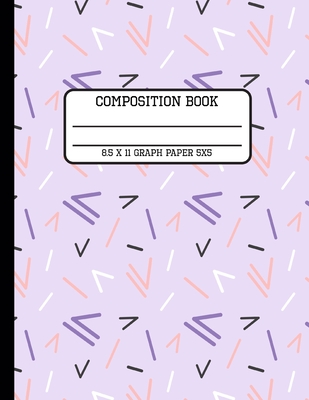 Composition Book Graph Paper 5x5: Trendy 80s Geometric Back to School Quad Writing Notebook for Students and Teachers in 8.5 x 11 Inches Cover Image