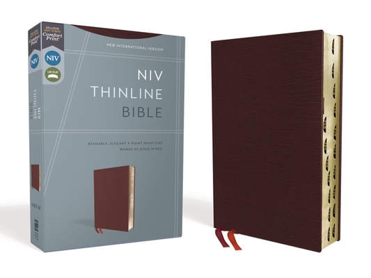 NIV, Thinline Bible, Bonded Leather, Burgundy, Indexed, Red Letter Edition Cover Image