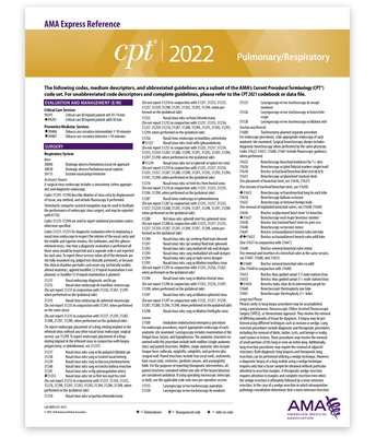 CPT Express Reference Coding Card 2022: Pulmonary/Respiratory By American Medical Association Cover Image