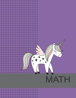 Math Graph Paper 4x4 Grid: Large Graph Paper with Purple Unicorn Cover, 8.5x11, Graph Paper Composition Notebook, Grid Paper, Graph Ruled Paper Cover Image