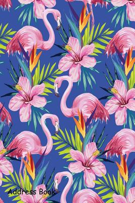 Address Book: For Contacts, Addresses, Phone, Email, Note, Emergency Contacts, Alphabetical Index with Tropical Flamingo on Blue Cover Image